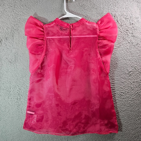 NEW Boston Proper Sleeveless Top Women Medium Sheer Pink Party Preppy - Picture 6 of 9